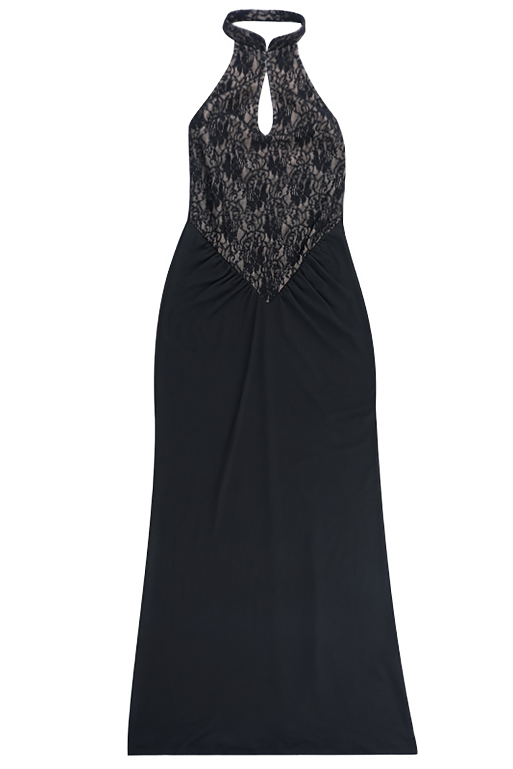 Floral lace halter neck maxi dress with mermaid skirt - View 6 | Lwiis
