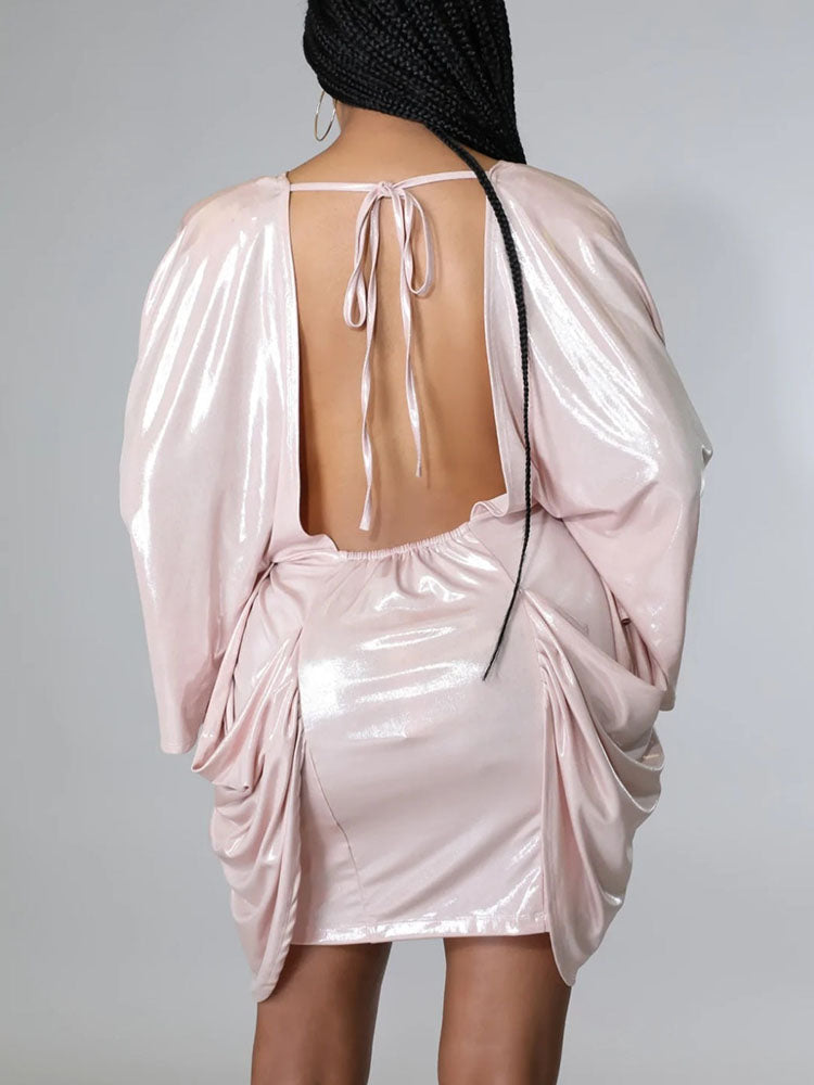 Sparkle Batwing Sleeves Mini Dress - View 13 | Lwiis