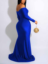 Off Shoulder Mermaid Dress with Slit - View 10 | Lwiis