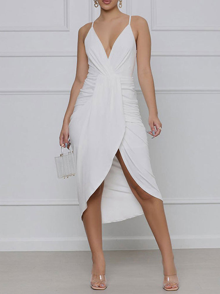 Sleeveless V-neck Cami Dress - View 6 | Lwiis