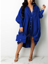 Turndown Collar Patchwork Shirt Dress - View 6 | Lwiis