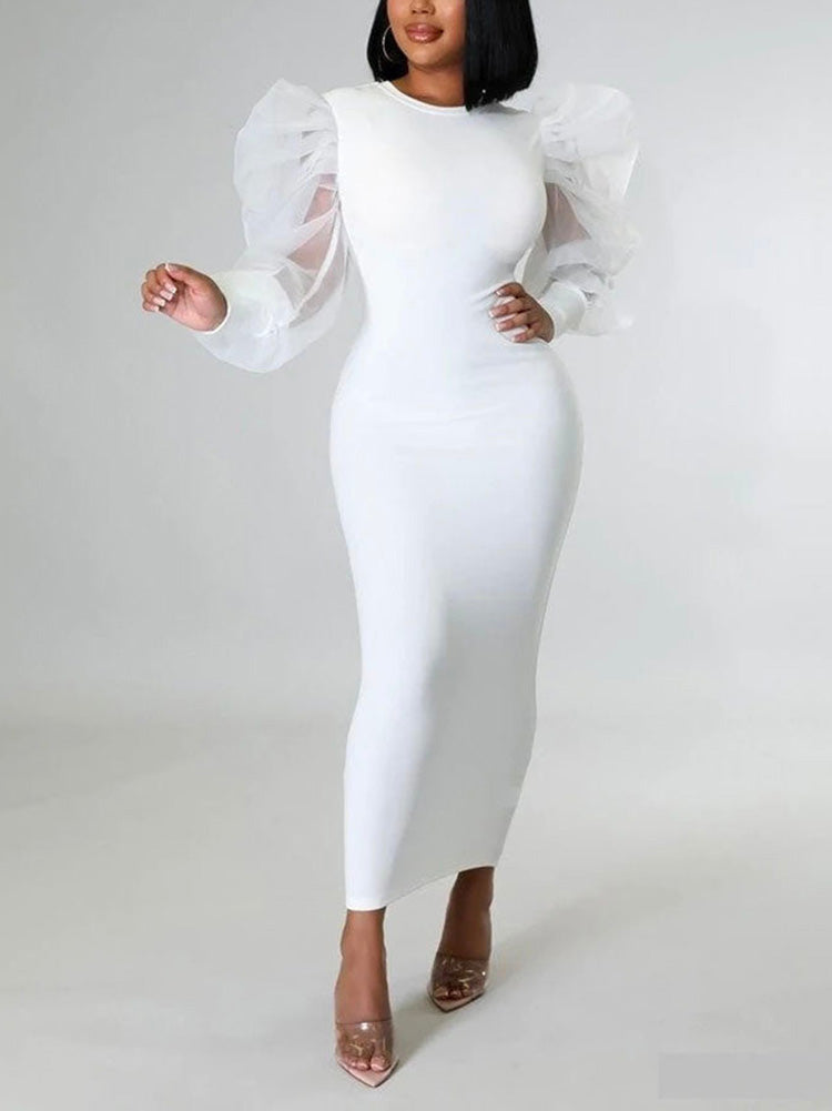 Elegant puff sleeve maxi dress - View 15 | Lwiis
