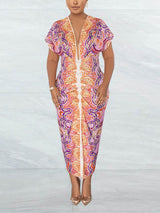 Abstract print ruched midi dress - View 11 | Lwiis