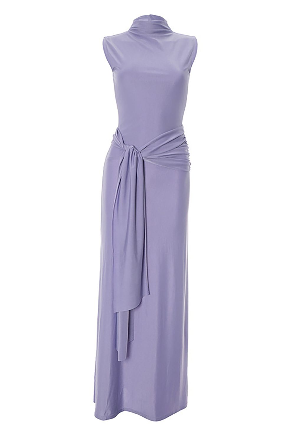 Mock Neck Sleeveless Draped Waist Maxi Dress - View 6 | Lwiis