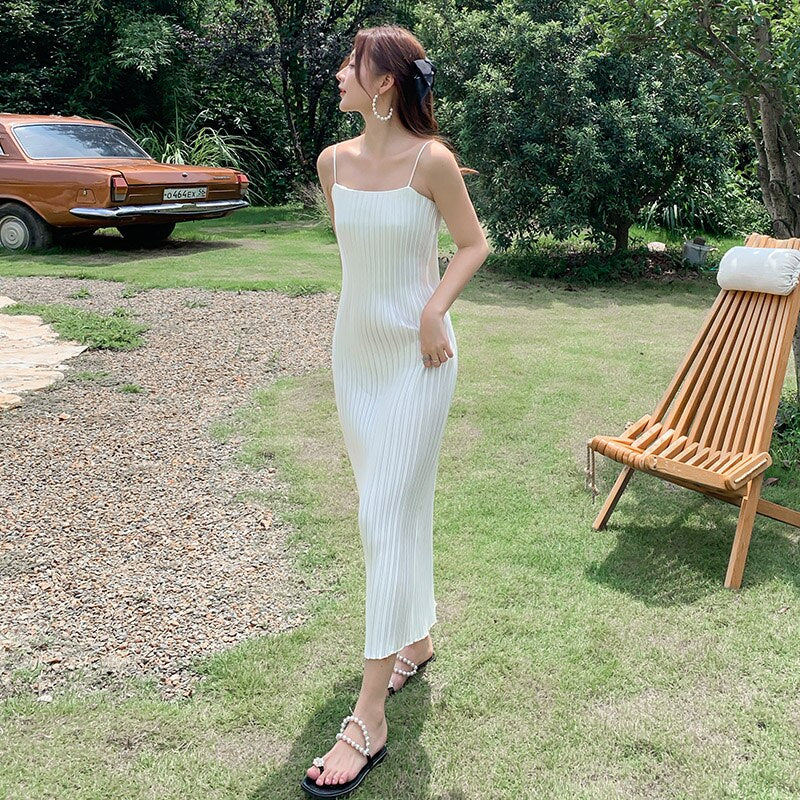 Midi Slip Dress with Spaghetti Straps - View 9 | Lwiis