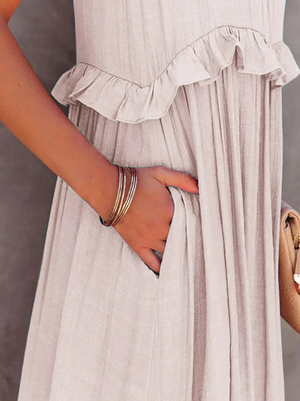 Tiered Ruffle Maxi Dress with Pockets - View 10 | Lwiis