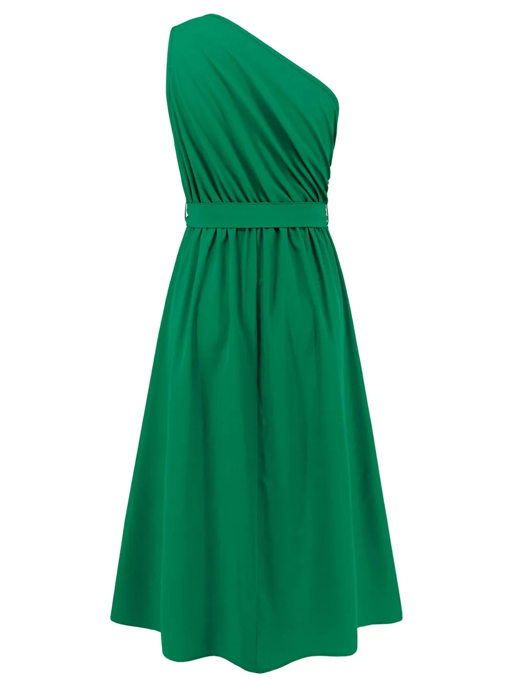 Asymmetrical neckline midi dress - View 6 | Lwiis