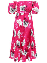 Floral Off-Shoulder Midi Dress - View 12 | Lwiis