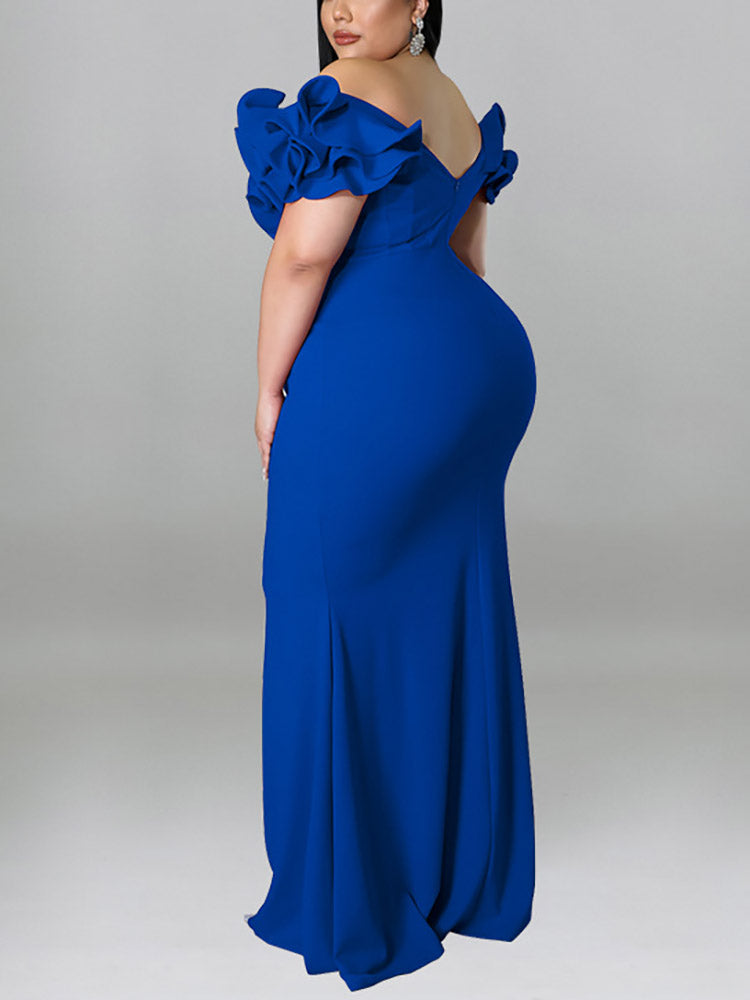 Ruffle Sleeve Mermaid Dress - View 12 | Lwiis