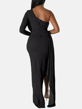 One shoulder formal dress with sparkle embellishment - View 11 | Lwiis