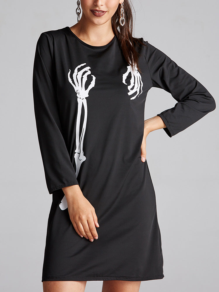 Skeleton print mini dress - View 7 | Lwiis