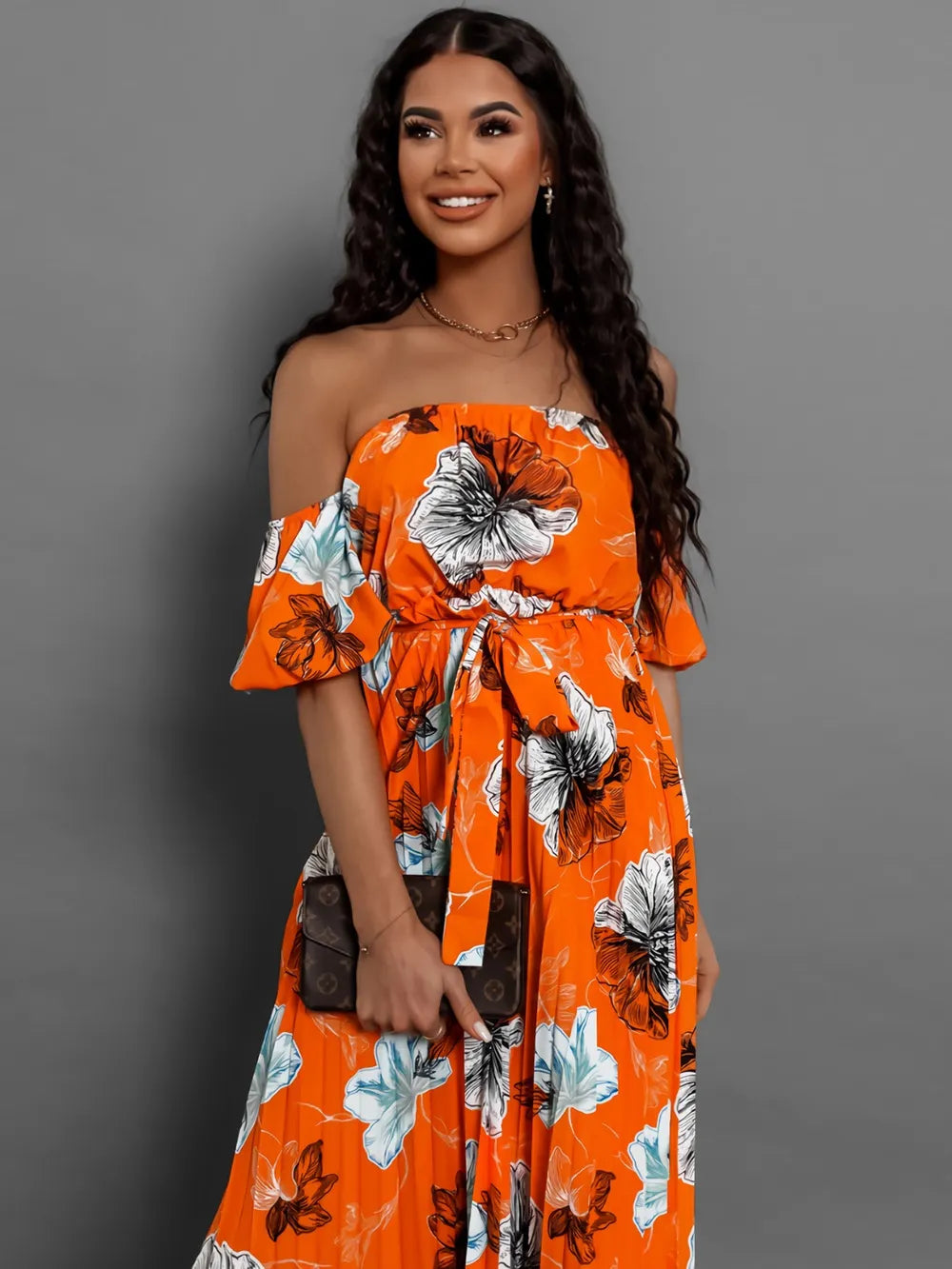 Floral Off-Shoulder Midi Dress - View 18 | Lwiis