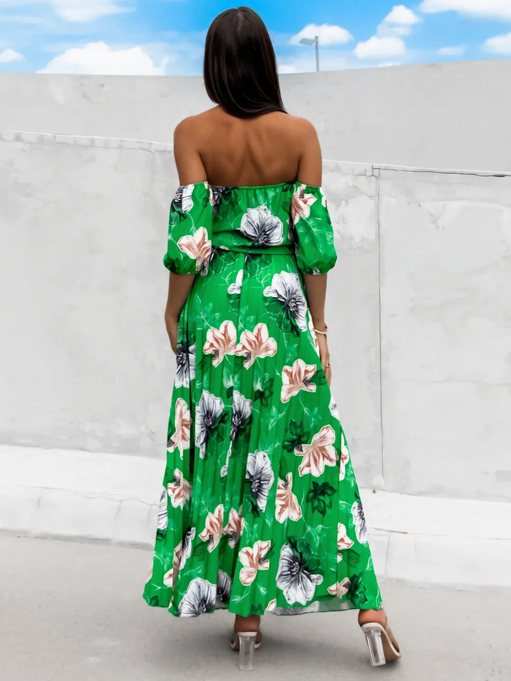 Floral Off-Shoulder Midi Dress - View 15 | Lwiis