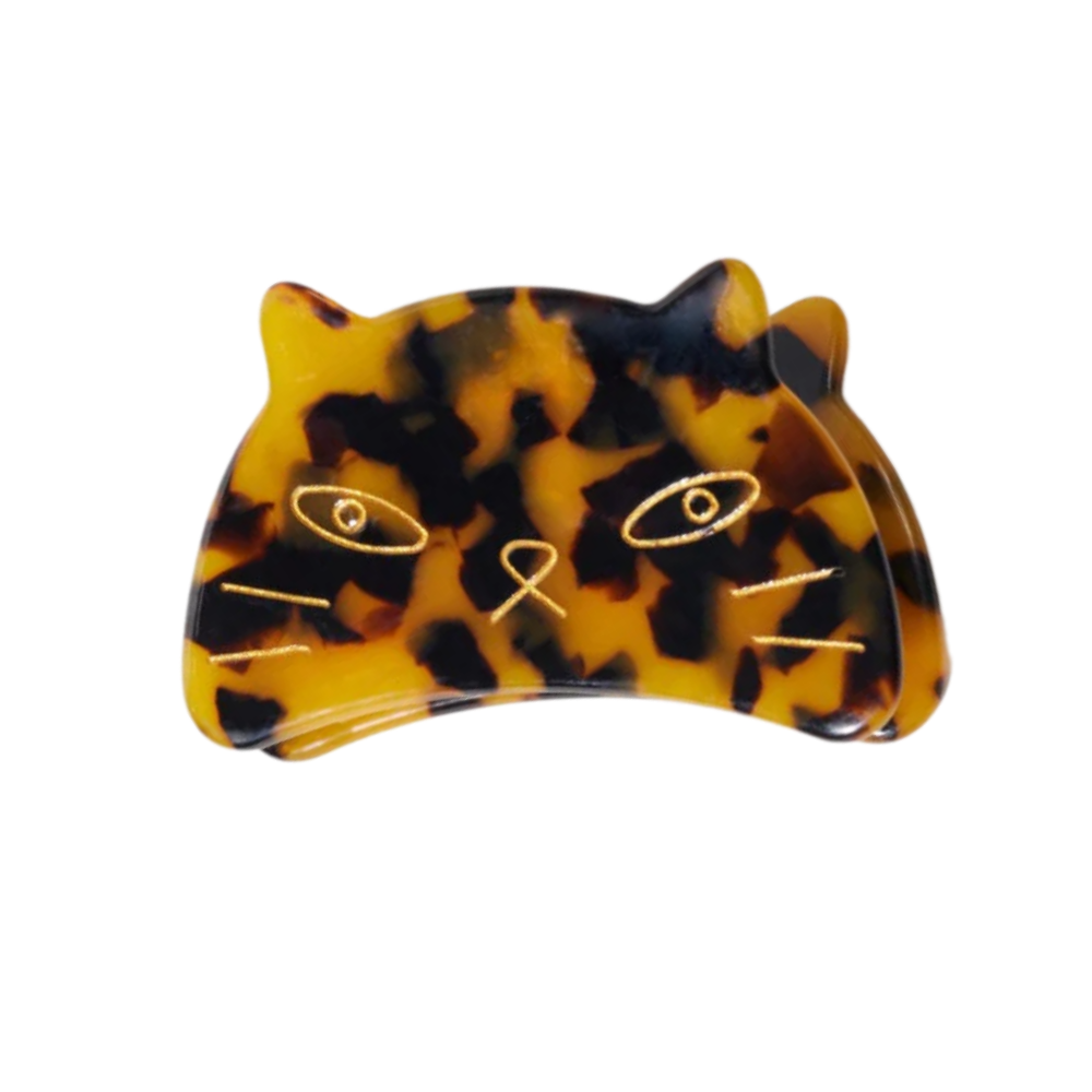 Tortoiseshell cat face hair claw clip