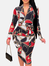 Zipper Print Midi Dress - View 6 | Lwiis