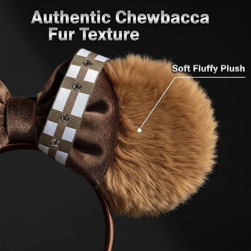 Close-up image of the Chewbacca Ear Headband highlighting the plush texture