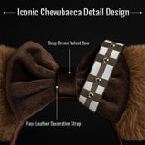 Detailed view of the Chewbacca Ear Headband showing the velvet bow and decorative strap