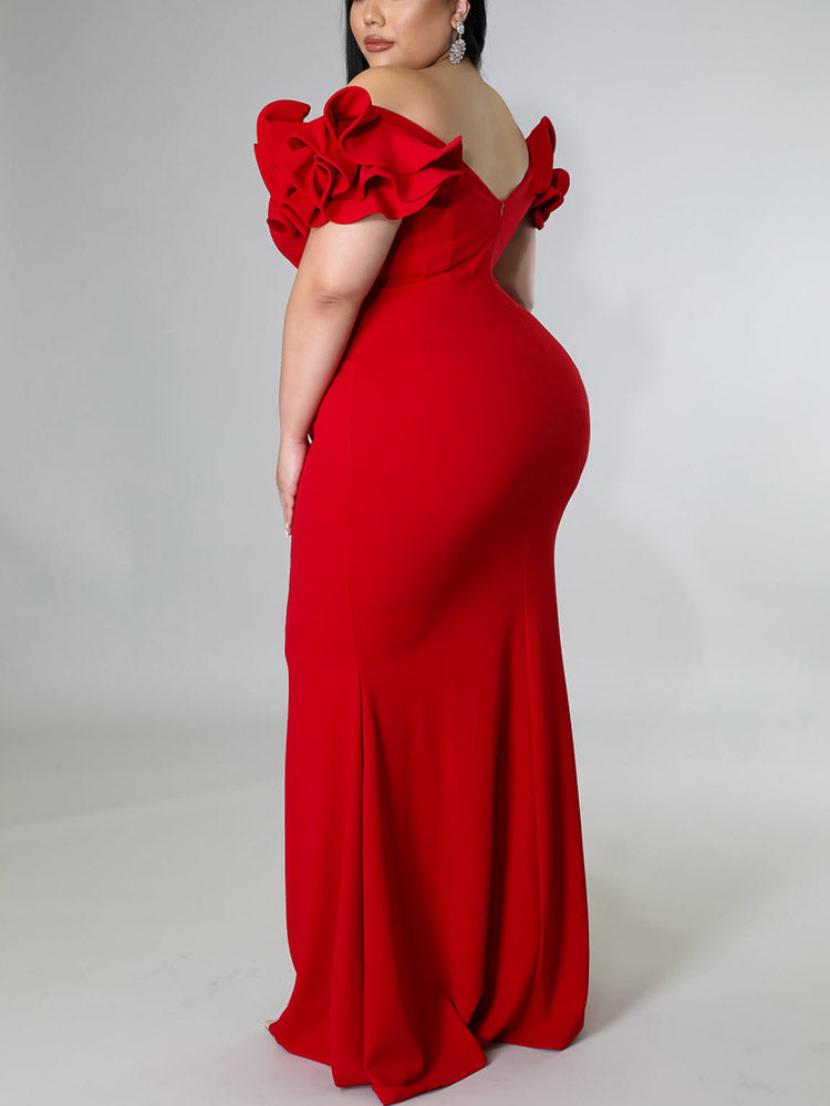 Ruffle Sleeve Mermaid Dress - View 15 | Lwiis
