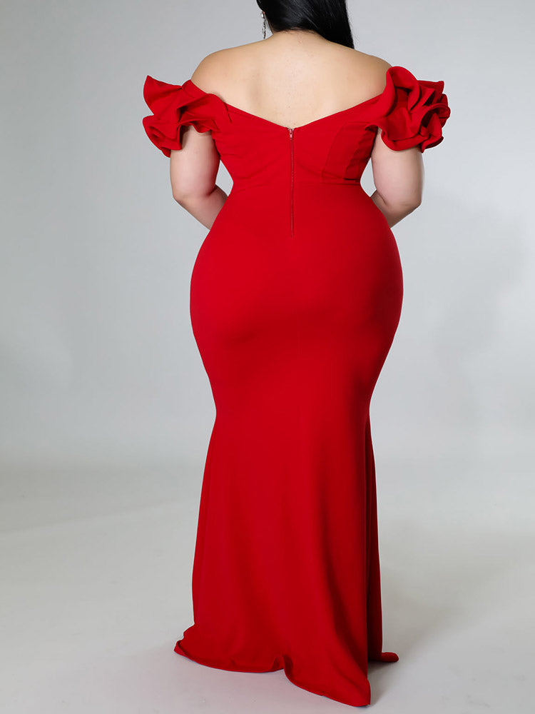 Ruffle Sleeve Mermaid Dress - View 16 | Lwiis