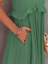 Tiered Ruffle Maxi Dress with Pockets - View 19 | Lwiis