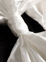 Off Shoulder Satin Mini Dress with Bow - View 8 | Lwiis