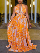 Maxi Halter Dress with Ring Detail - View 6 | Lwiis