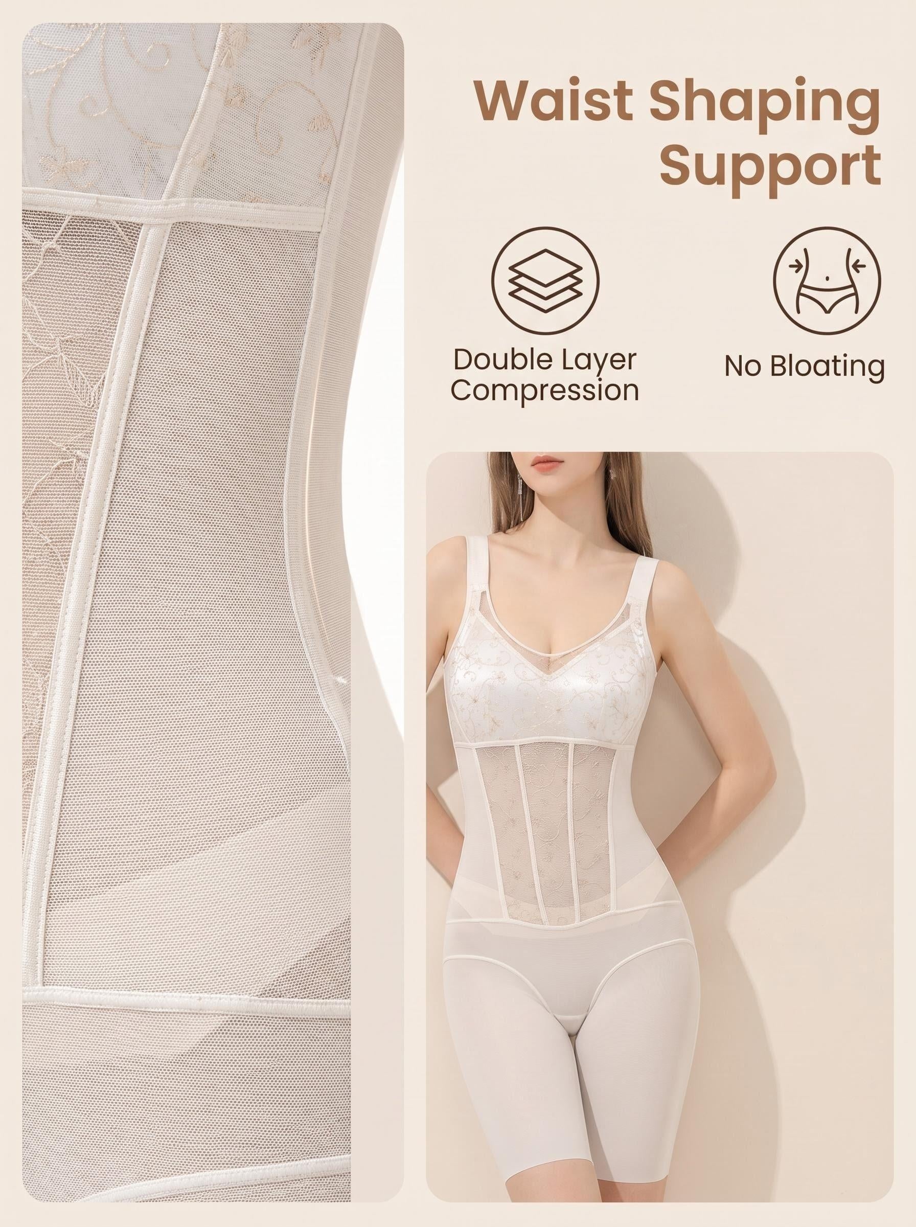 Women's seamless tummy control bodysuit with lace accents - View 6 | Lwiis