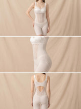 Women's seamless tummy control bodysuit with lace accents - View 7 | Lwiis