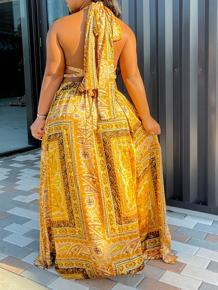 Maxi Halter Dress with Ring Detail - View 25 | Lwiis