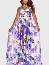 Floral maxi dress with spaghetti straps - View 8 | Lwiis