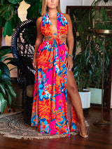 Maxi Halter Dress with Ring Detail - View 11 | Lwiis