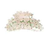 white floral claw clip with gemstones