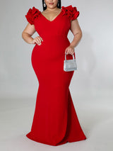 Ruffle Sleeve Mermaid Dress - View 14 | Lwiis