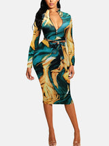 Zipper Print Midi Dress - View 10 | Lwiis
