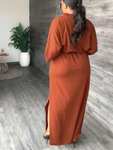 V-neck drawstring maxi dress - View 13 | Lwiis