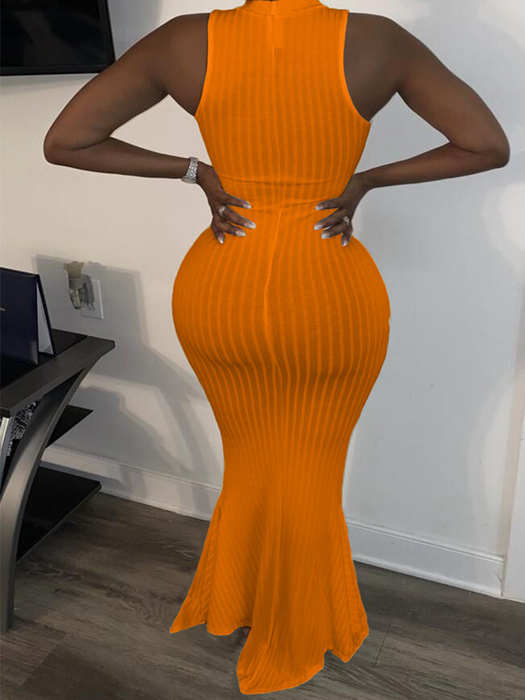 Sleeveless knit maxi dress - View 6 | Lwiis