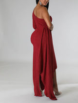 One shoulder formal dress with sparkle embellishment - View 8 | Lwiis