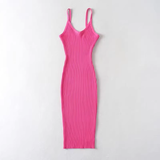 Hot pink bodycon midi dress with ribbed texture