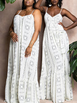 Boho maxi dress with tie-dye print and ruffled hem - View 14 | Lwiis