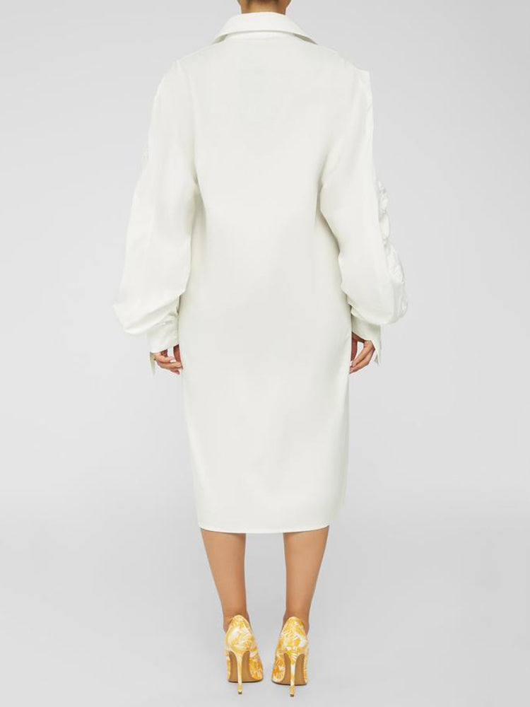 Turndown collar long sleeve shirt dress - View 16 | Lwiis