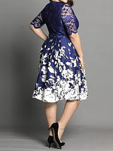Lace Patchwork Print Dress - View 6 | Lwiis
