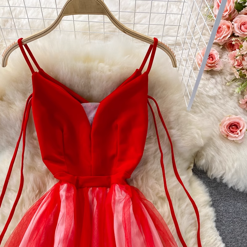 A-line maxi dress with spaghetti straps and gradient color - View 8 | Lwiis