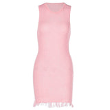 Sparkle mini dress with fringe hem - View 7 | Lwiis
