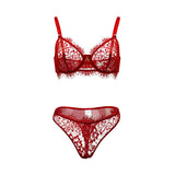 Allover Lace Trim Sexy Lingerie Set
