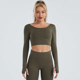 Sports Wear Yoga Tracksuit Long Sleeves Back Hollow Out