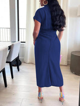 Denim-like button down midi dress - View 7 | Lwiis