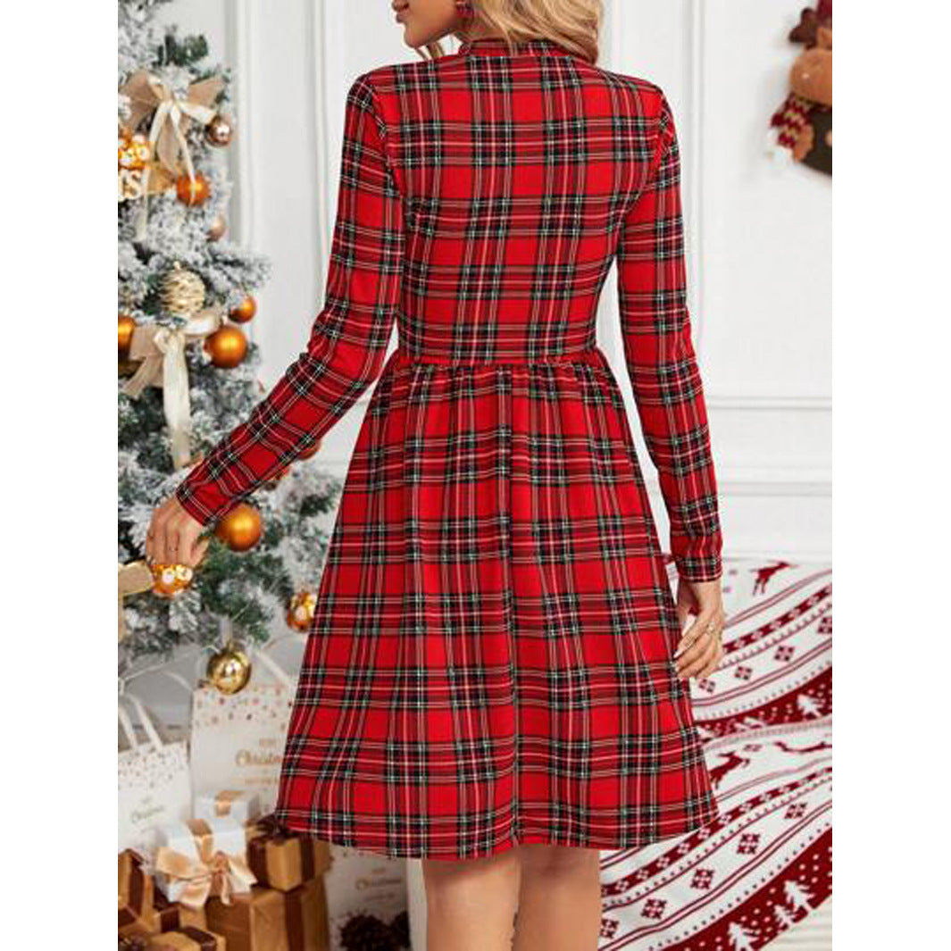 Red holiday midi dress - View 6 | Lwiis