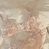 Embroidered Lace Lingerie Set