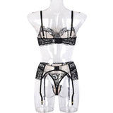 Sheer Mesh Allover Lace Sexy Lingerie Set