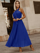 Pleated Halter Maxi Dress - View 11 | Lwiis